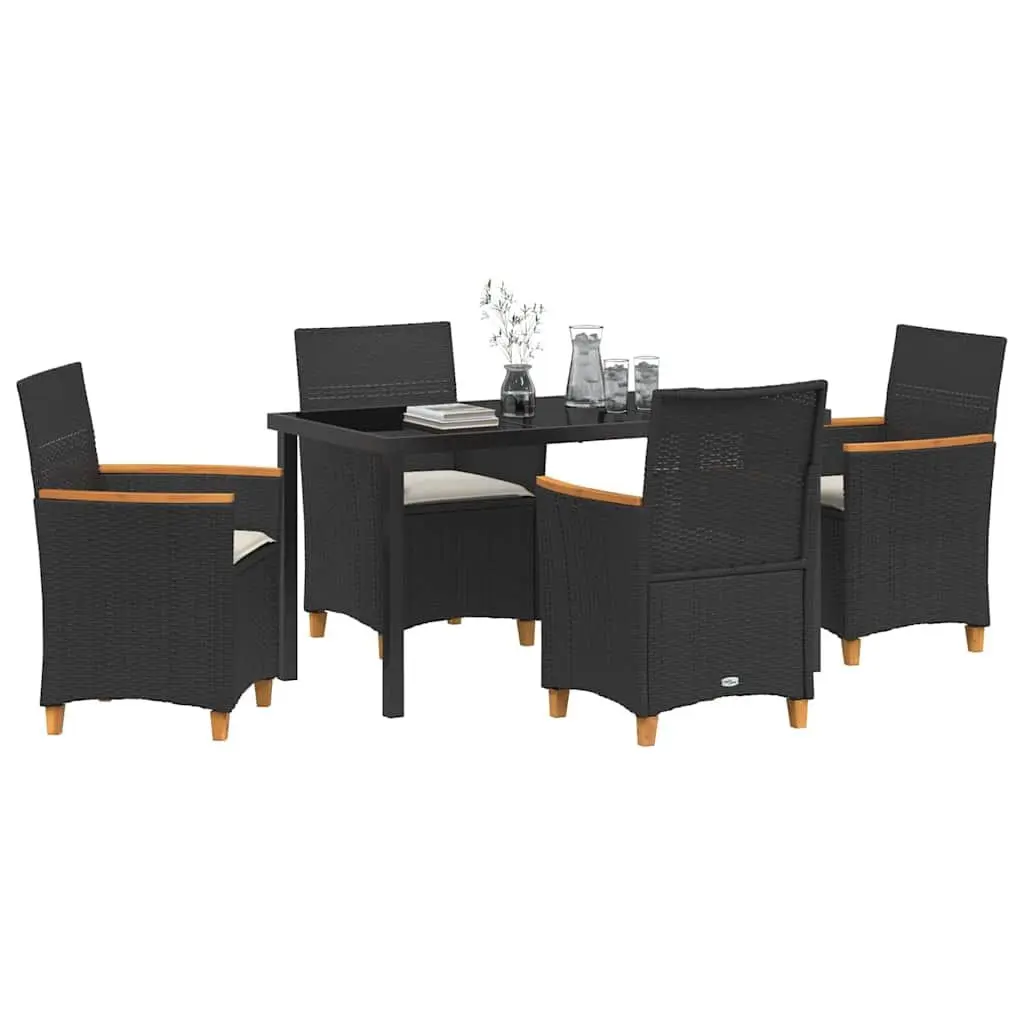 Garden Dining Set Outdoor Furniture 5 Pieces Poly Rattan Steel Frame Glass Top