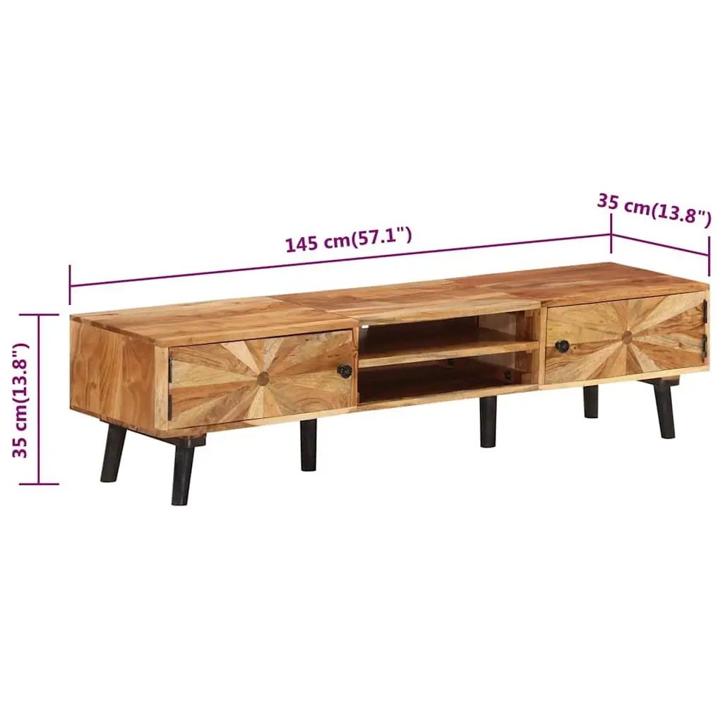 TV Cabinet Living Room 145x35x35 cm Solid Wood Acacia Brown Storage Furniture