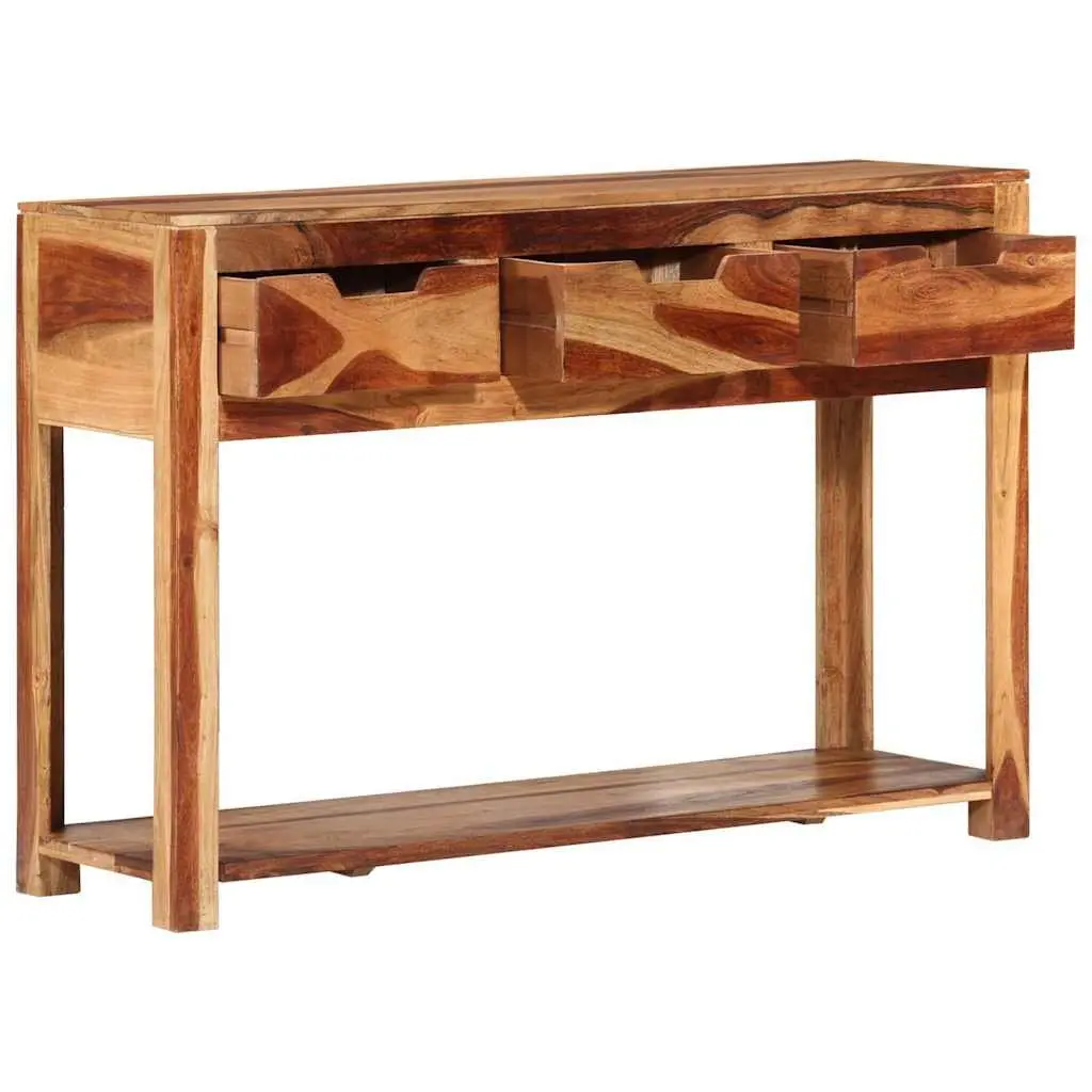 Wooden Console Table 110x35x75 cm Solid Acacia Side Hallway End Table 3 Drawer