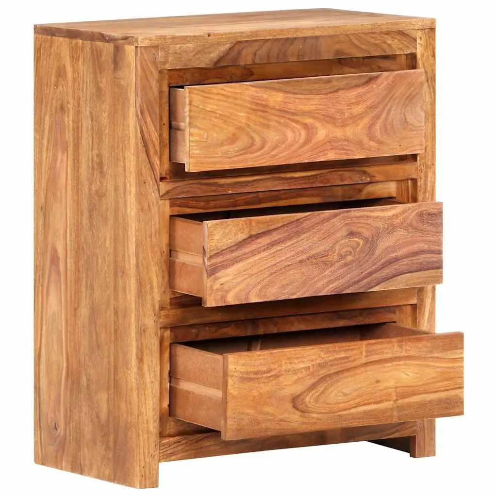 Drawer Cabinet Bedroom Living Room Hallway 60x33x75 cm Solid Wood Acacia 3 Drawers Brown