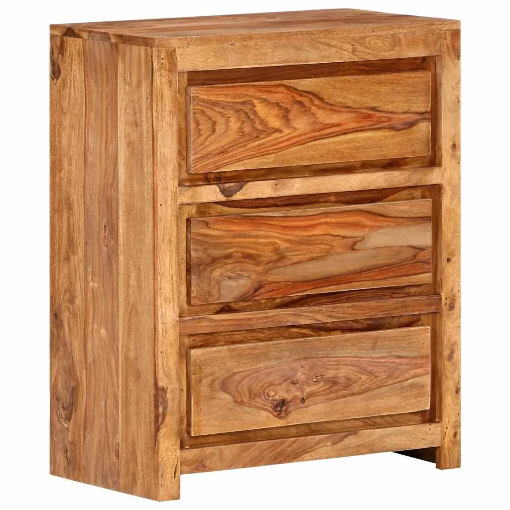 Drawer Cabinet Bedroom Living Room Hallway 60x33x75 cm Solid Wood Acacia 3 Drawers Brown