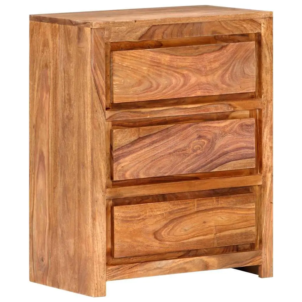 Drawer Cabinet Bedroom Living Room Hallway 60x33x75 cm Solid Wood Acacia 3 Drawers Brown
