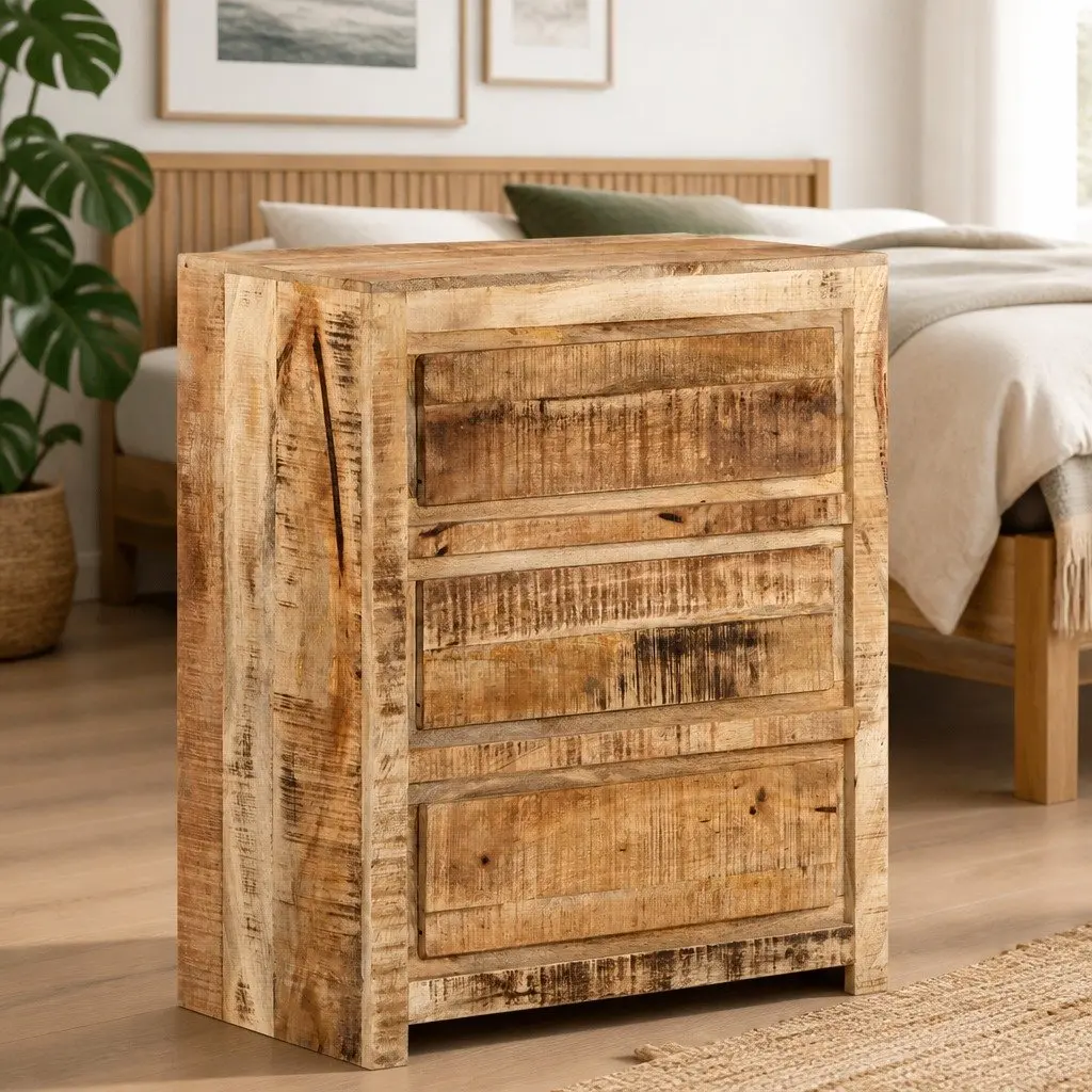 Drawer Cabinet 60x33x75 cm Solid Wood Mango Brown Storage Chest 3 Drawers