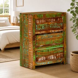 Solid Reclaimed Wood Drawer Cabinet - 60 x 33 x 75 cm