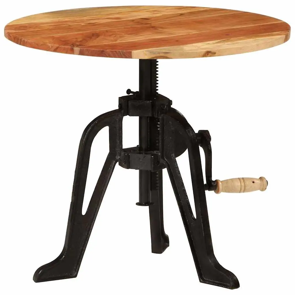 60cm Adjustable Side Table with Solid Acacia Wood