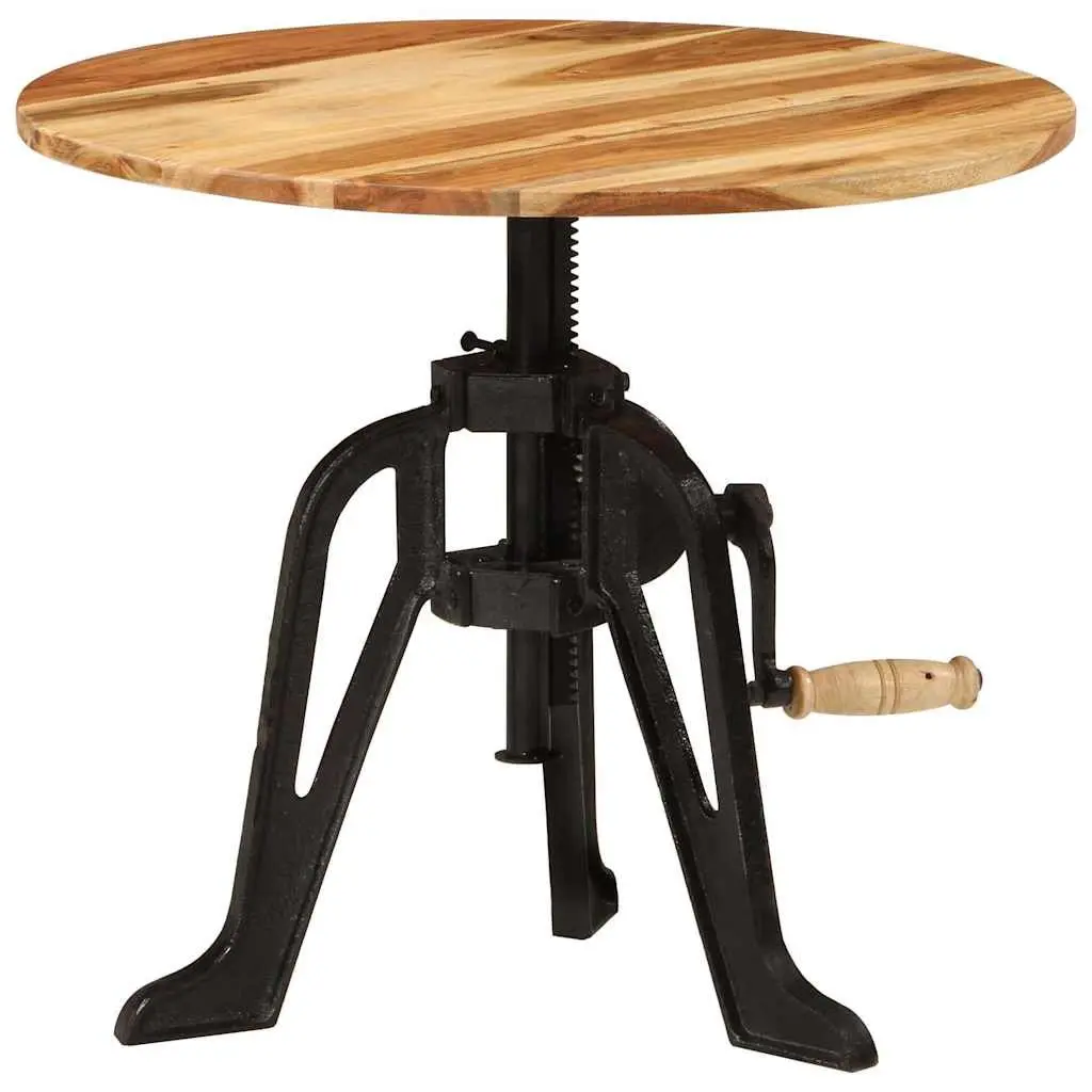 60cm Adjustable Side Table with Solid Acacia Wood