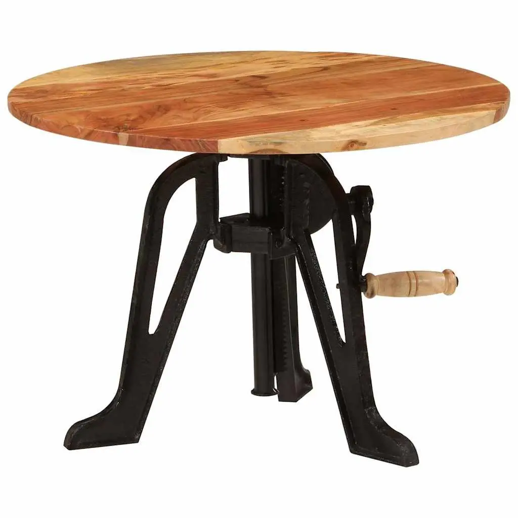 60cm Adjustable Side Table with Solid Acacia Wood