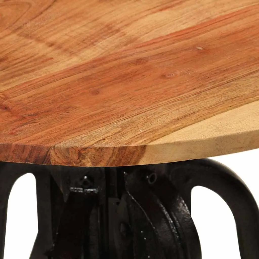 60cm Adjustable Side Table with Solid Acacia Wood