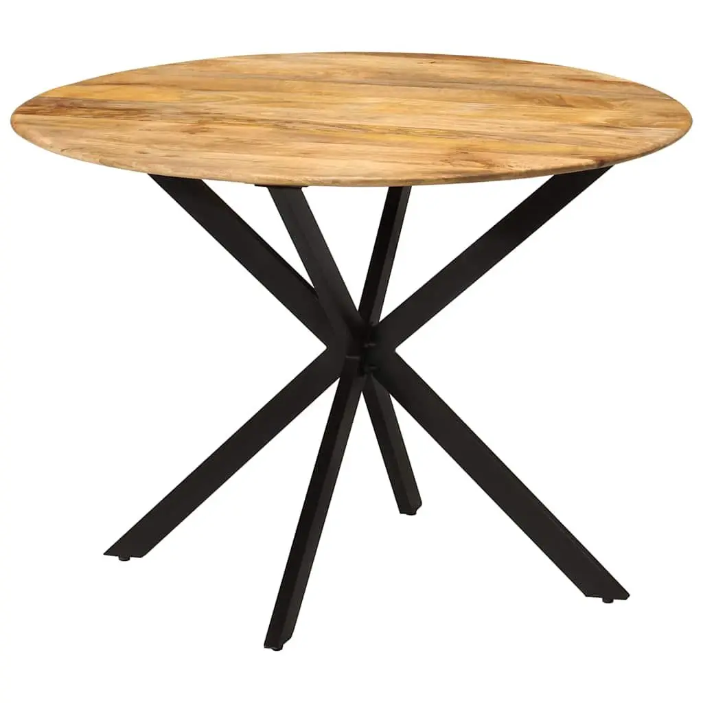 Dining Table Round 110cm Kitchen Room Solid Mango Wood Steel Frame