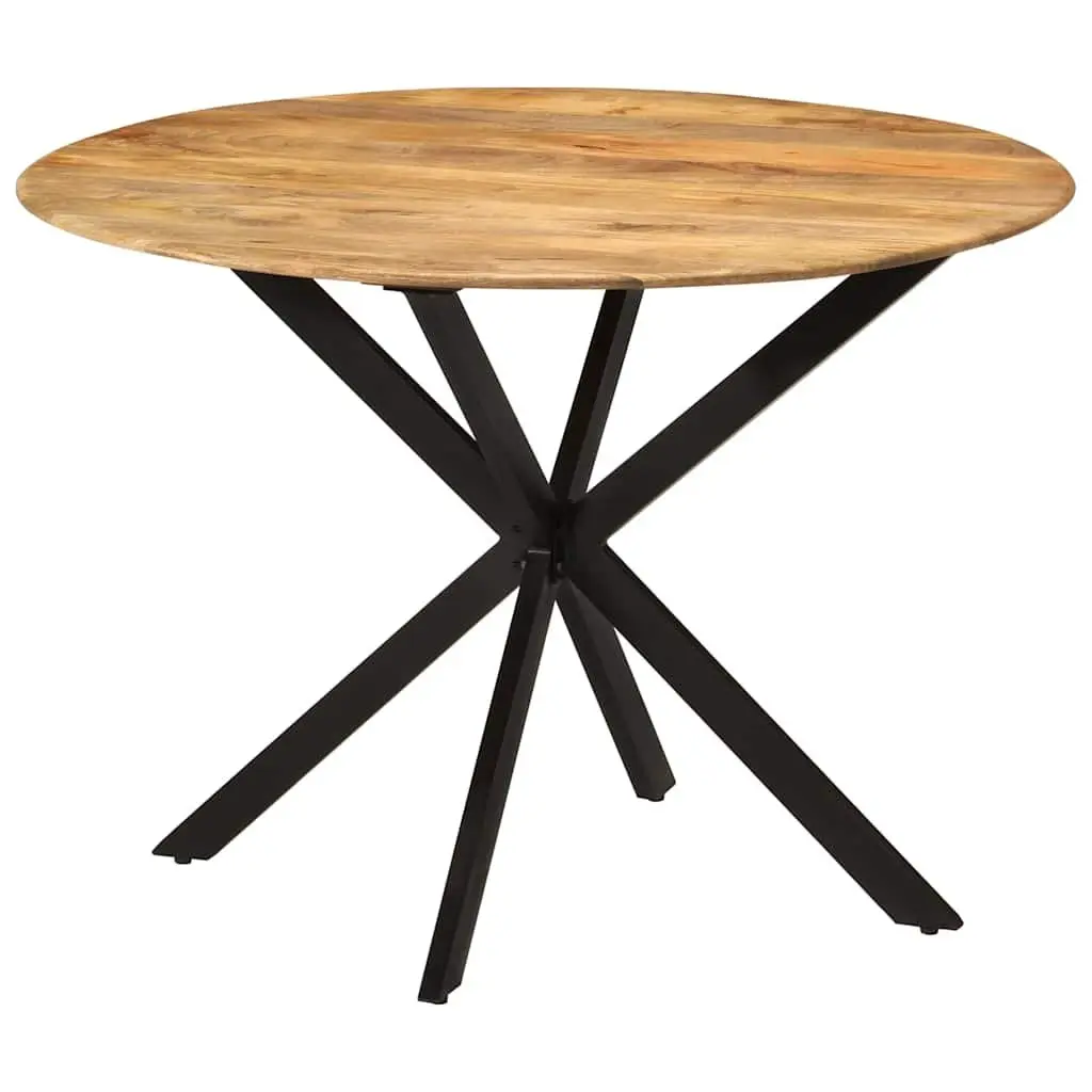 Dining Table Round 110cm Kitchen Room Solid Mango Wood Steel Frame