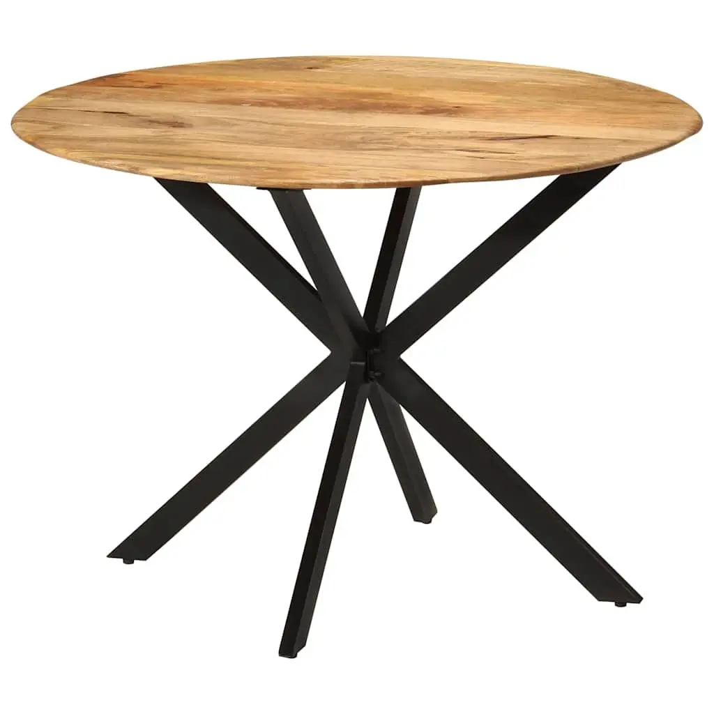 Dining Table Round 110cm Kitchen Room Solid Mango Wood Steel Frame