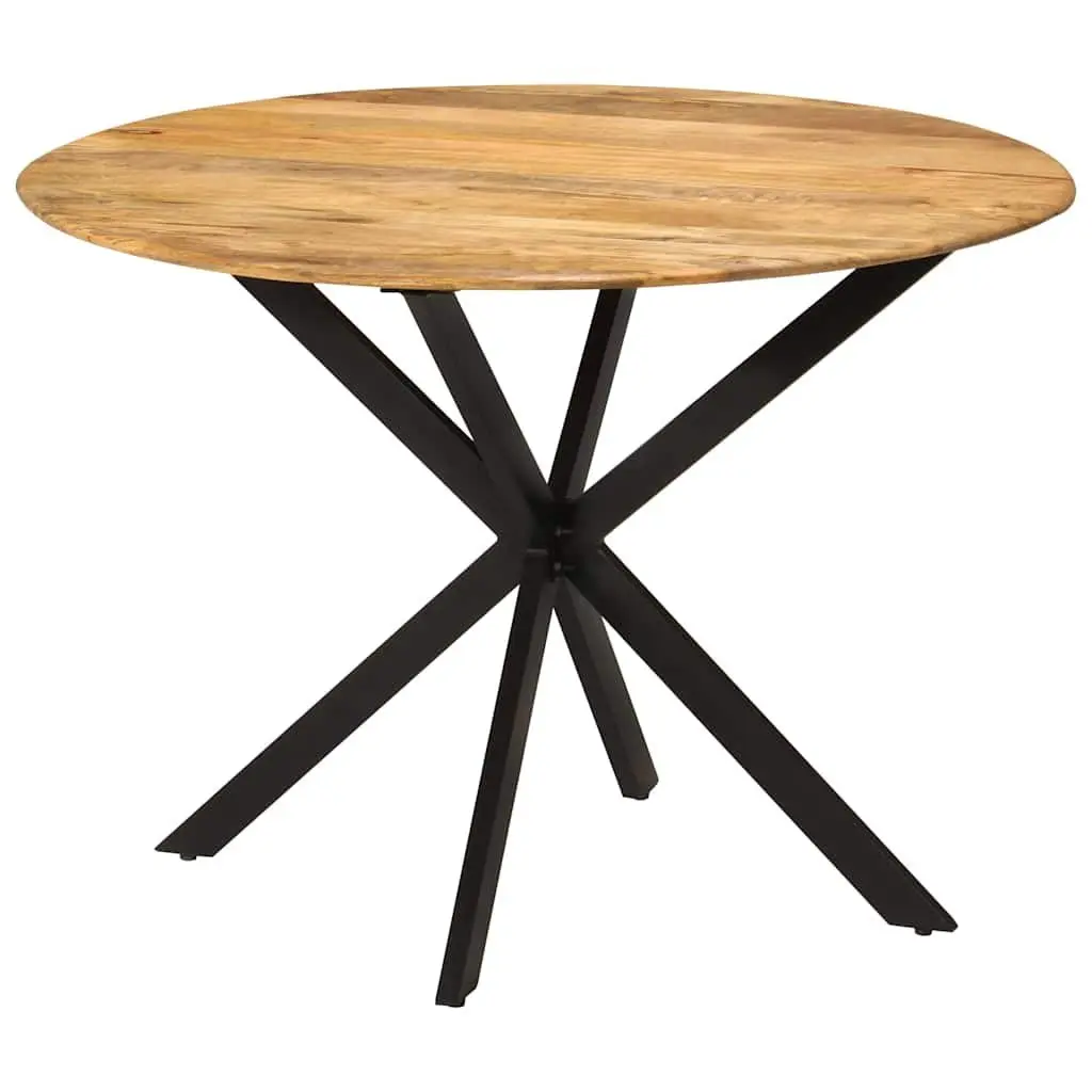 Dining Table Round 110cm Kitchen Room Solid Mango Wood Steel Frame