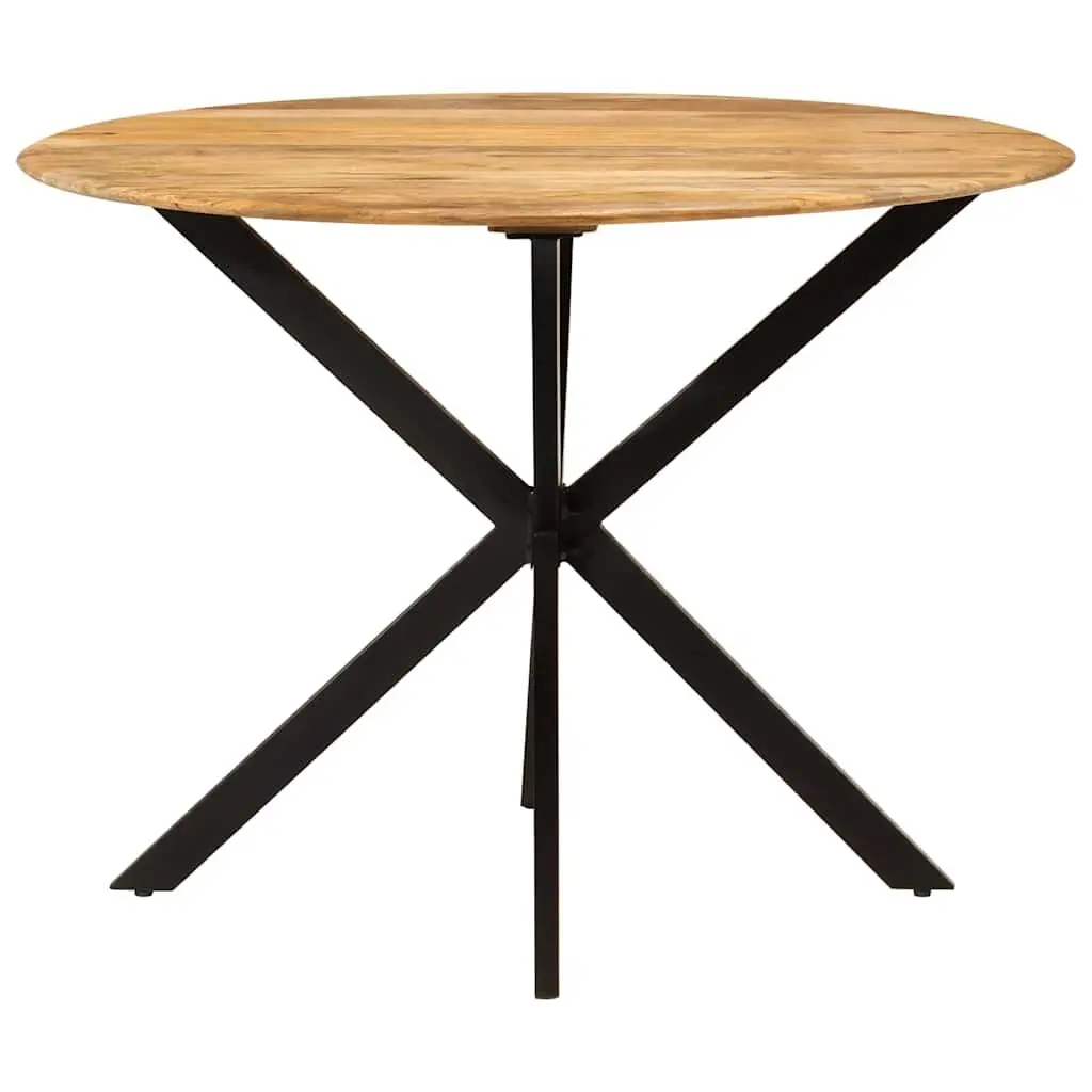 Dining Table Round 110cm Kitchen Room Solid Mango Wood Steel Frame