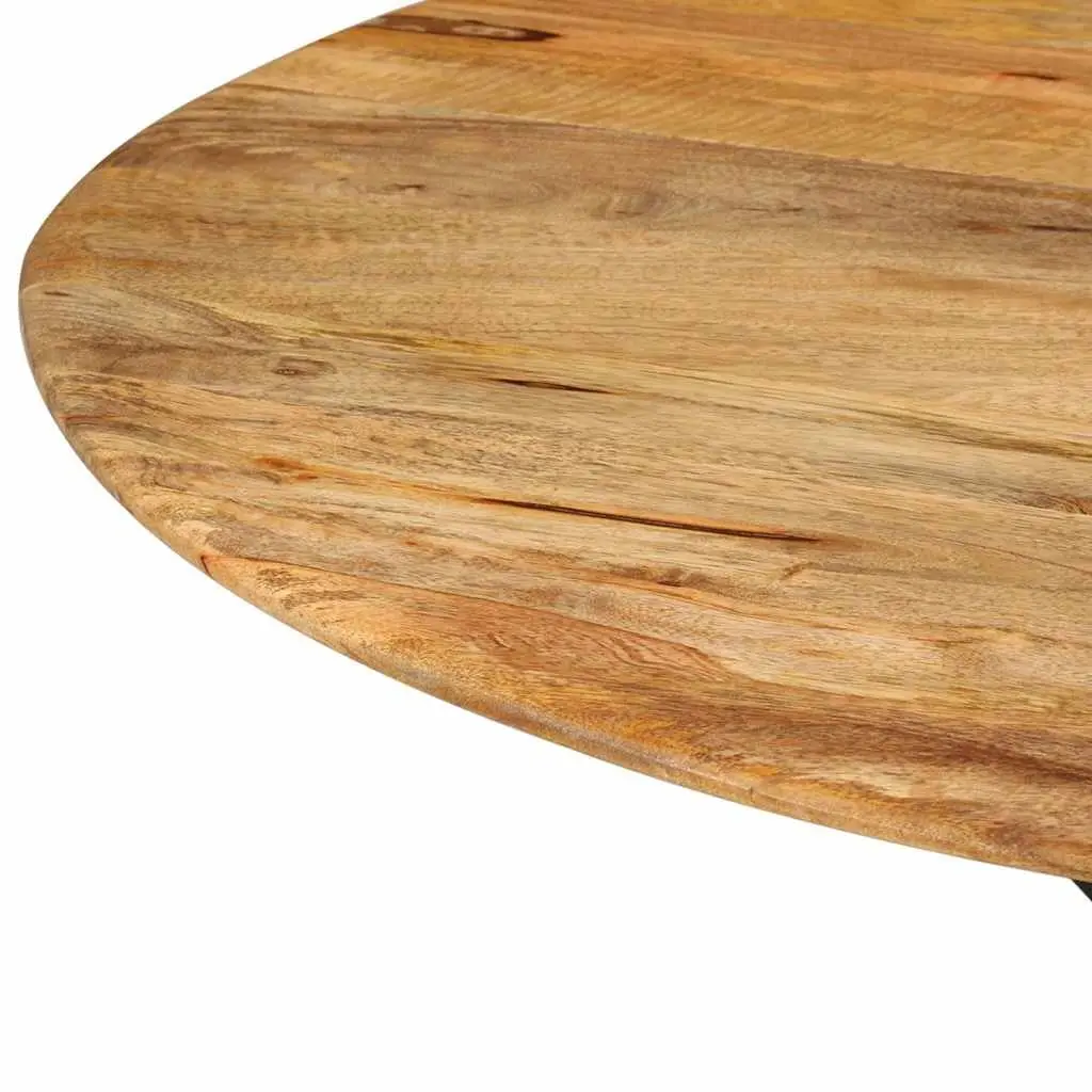Dining Table Round 110cm Kitchen Room Solid Mango Wood Steel Frame