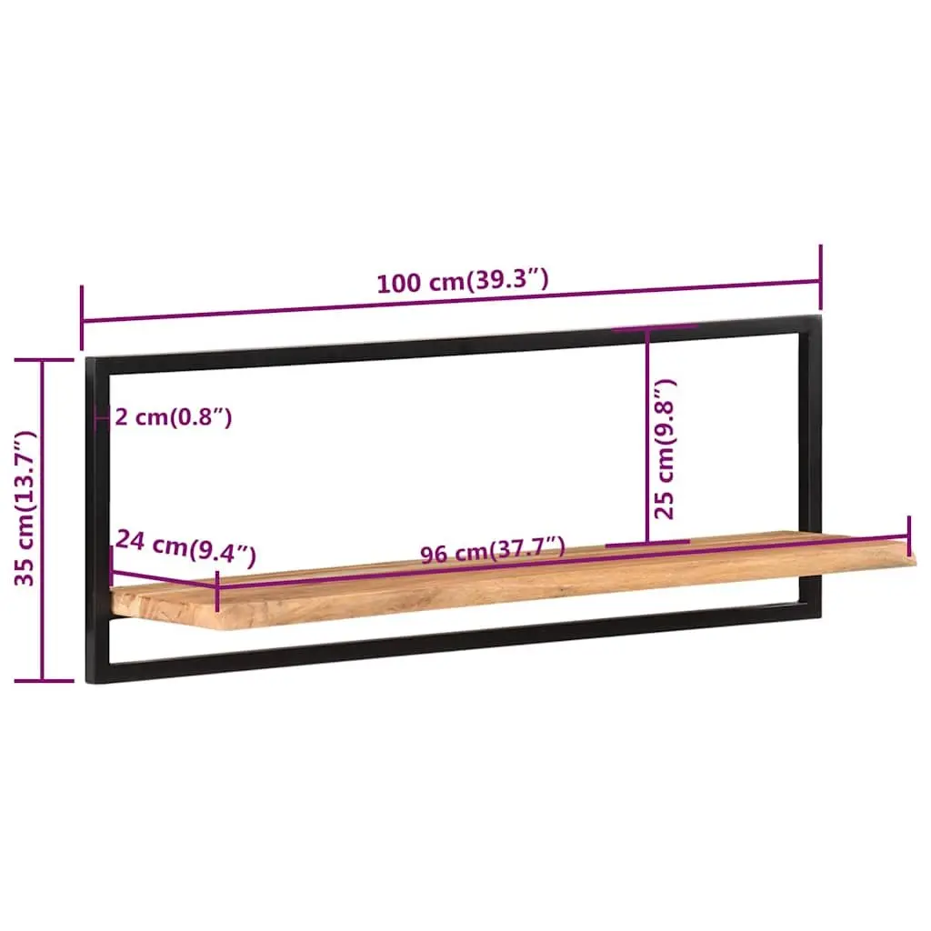 Wall Shelves 2 pcs Solid Wood Acacia Steel Frame Floating Display Brown