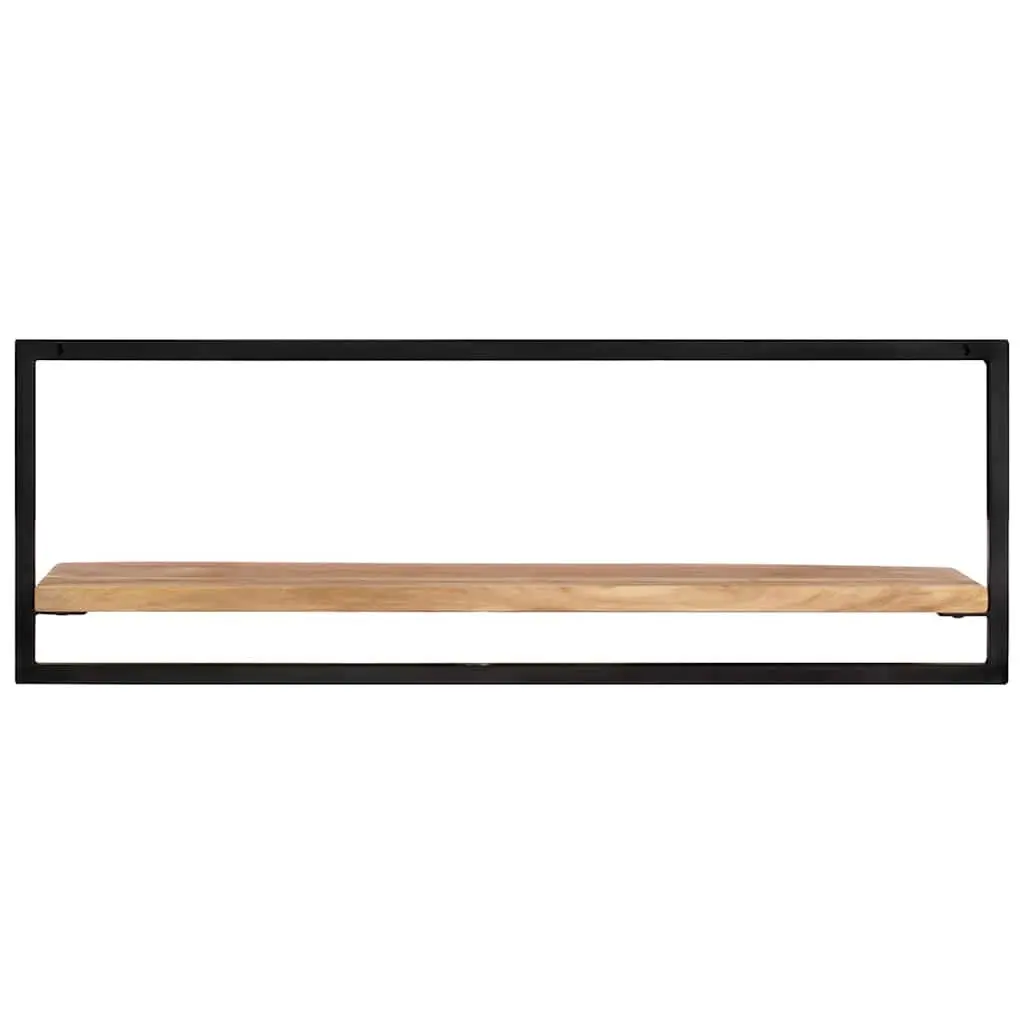 Wall Shelves 2 pcs Solid Wood Acacia Steel Frame Floating Display Brown