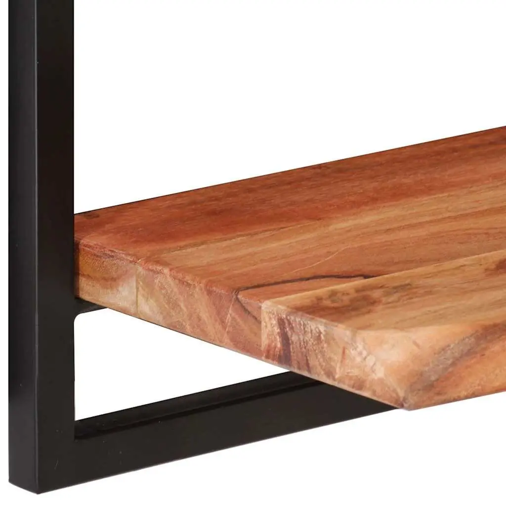 Wall Shelves 2 pcs Solid Wood Acacia Steel Frame Floating Display Brown