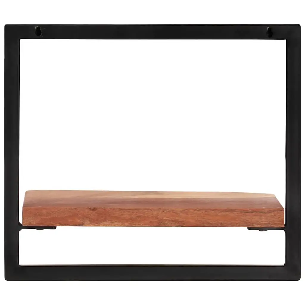 Wall Shelves for Living Room Bedroom Kitchen Office 2 Piece Solid Wood Acacia Steel Frame Floating Display Shelving Brown