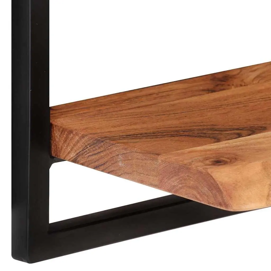 Wall Shelves for Living Room Bedroom Kitchen Office 2 Piece Solid Wood Acacia Steel Frame Floating Display Shelving Brown