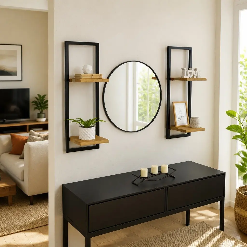 Wall Shelves Floating Wooden Storage Display for Home 25 x 25 x 75 cm Brown Acacia 2 Pieces