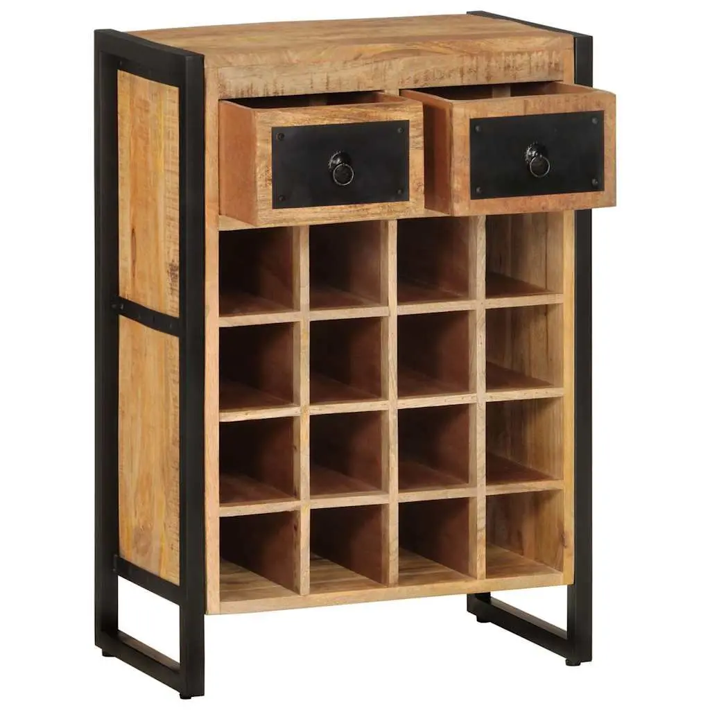 Wine Rack for 16 Bottles Kitchen Dining Bar Solid Wood Storage Holder with Drawers