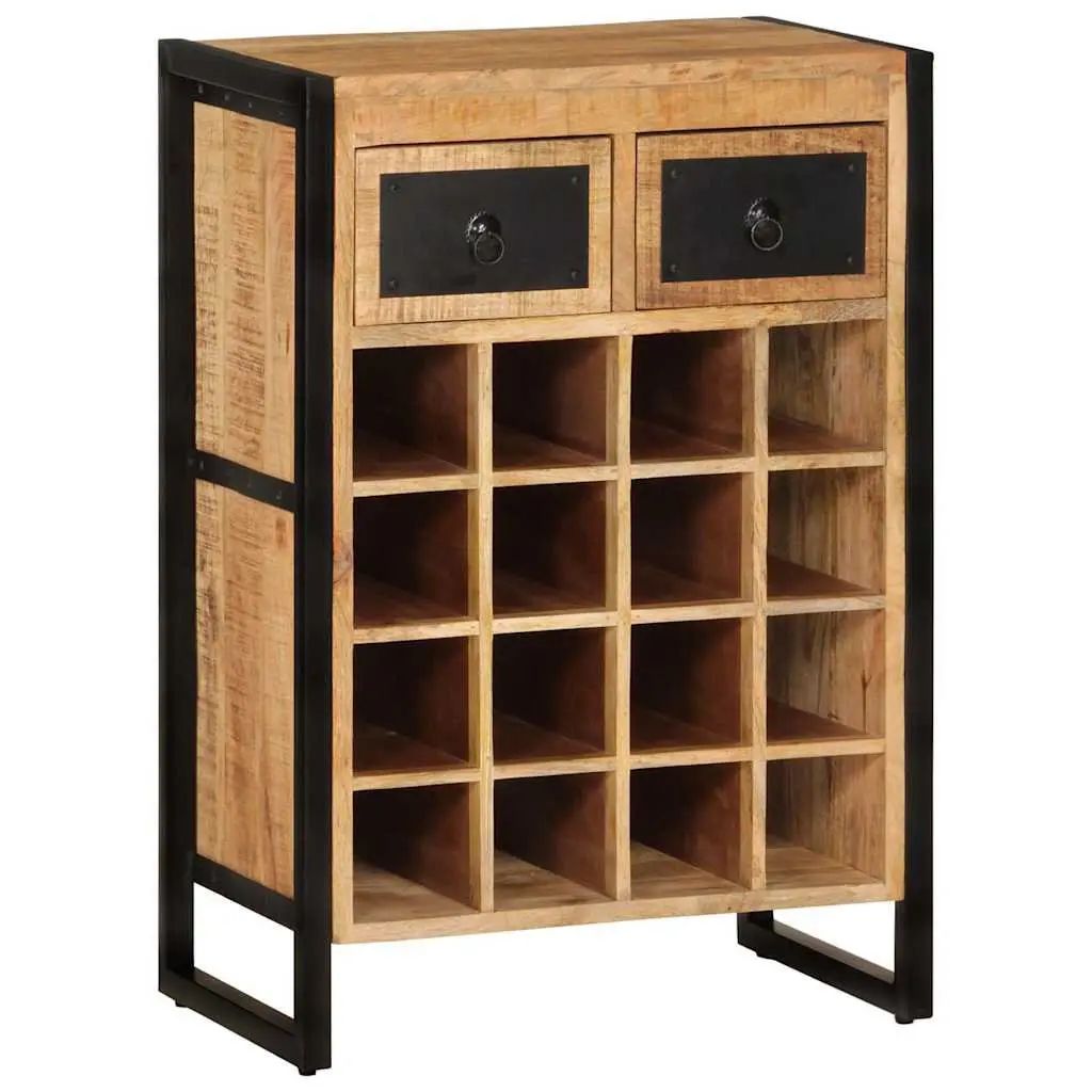 Wine Rack for 16 Bottles Kitchen Dining Bar Solid Wood Storage Holder with Drawers
