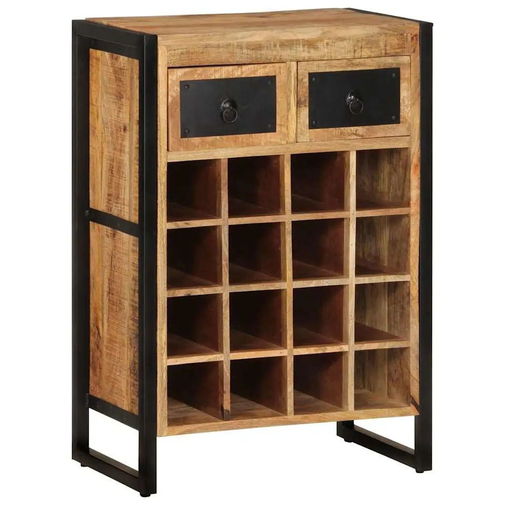 Wine Rack for 16 Bottles Kitchen Dining Bar Solid Wood Storage Holder with Drawers
