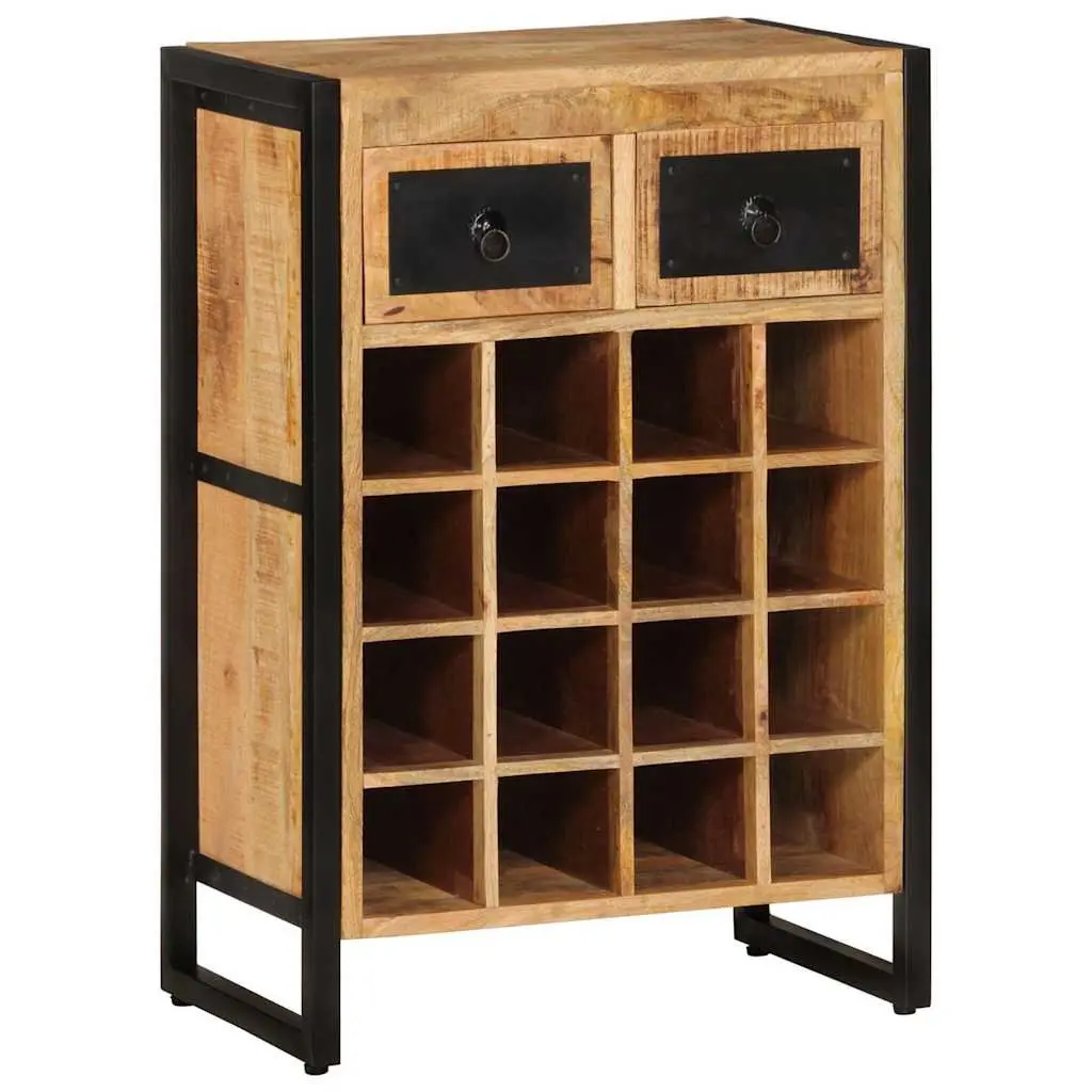 Wine Rack for 16 Bottles Kitchen Dining Bar Solid Wood Storage Holder with Drawers