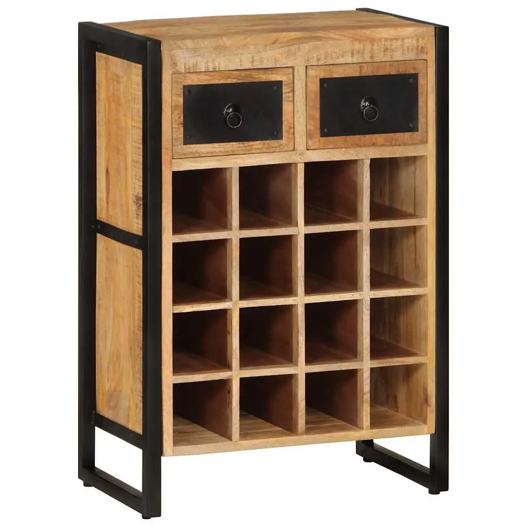 Wine Rack for 16 Bottles Kitchen Dining Bar Solid Wood Storage Holder with Drawers
