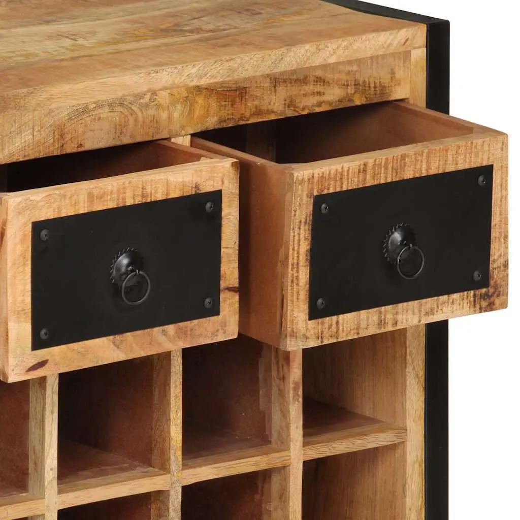 Wine Rack for 16 Bottles Kitchen Dining Bar Solid Wood Storage Holder with Drawers