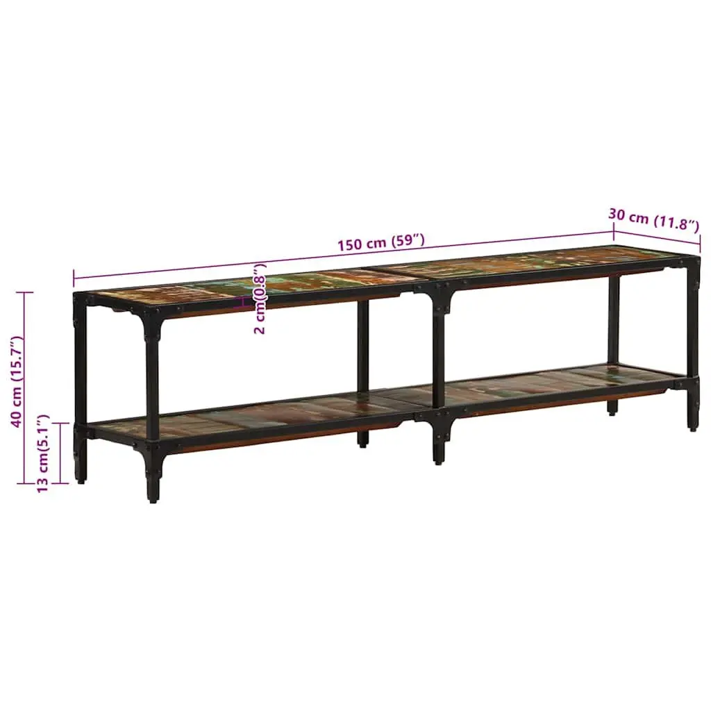 TV Cabinet Living Room 150x30x41 cm Solid Reclaimed Wood Vintage Antique Style Unit Storage