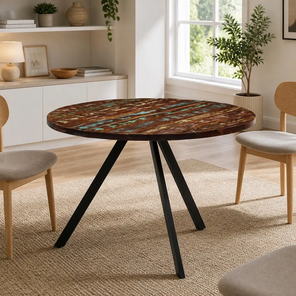 Dining Table 110x75 cm Solid Reclaimed Wood Kitchen Furniture Vintage Style