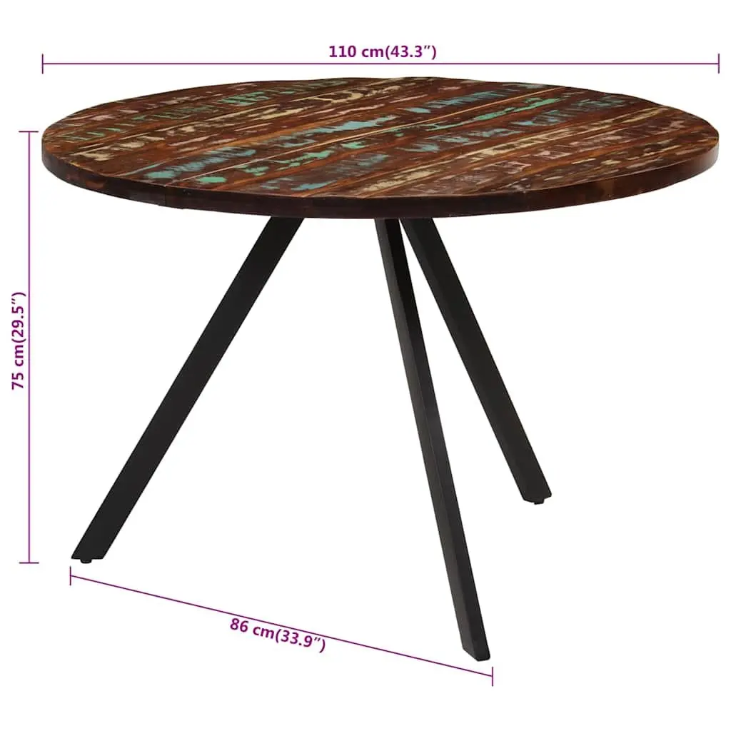 Dining Table 110x75 cm Solid Reclaimed Wood Kitchen Furniture Vintage Style