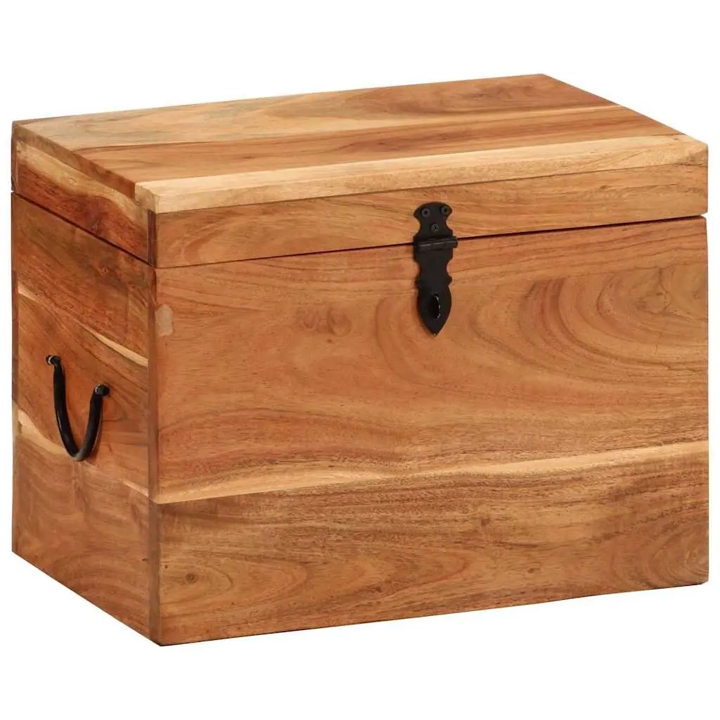 Storage Chest Solid Wood Acacia 39x28x31cm Brown Wooden Storage Box Bedroom