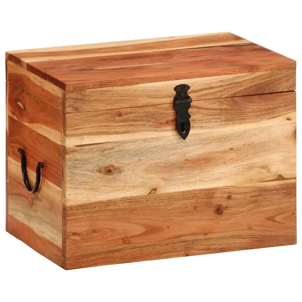 Storage Chest Solid Wood Acacia 39x28x31cm Brown Wooden Storage Box Bedroom