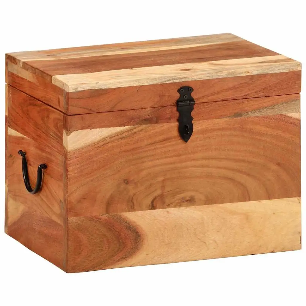 Storage Chest Solid Wood Acacia 39x28x31cm Brown Wooden Storage Box Bedroom
