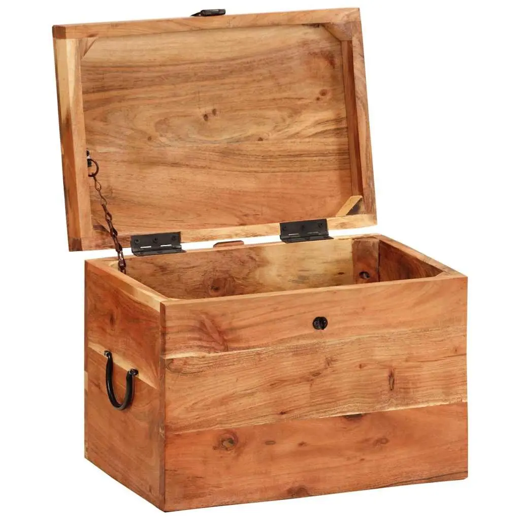 Storage Chest Solid Wood Acacia 39x28x31cm Brown Wooden Storage Box Bedroom