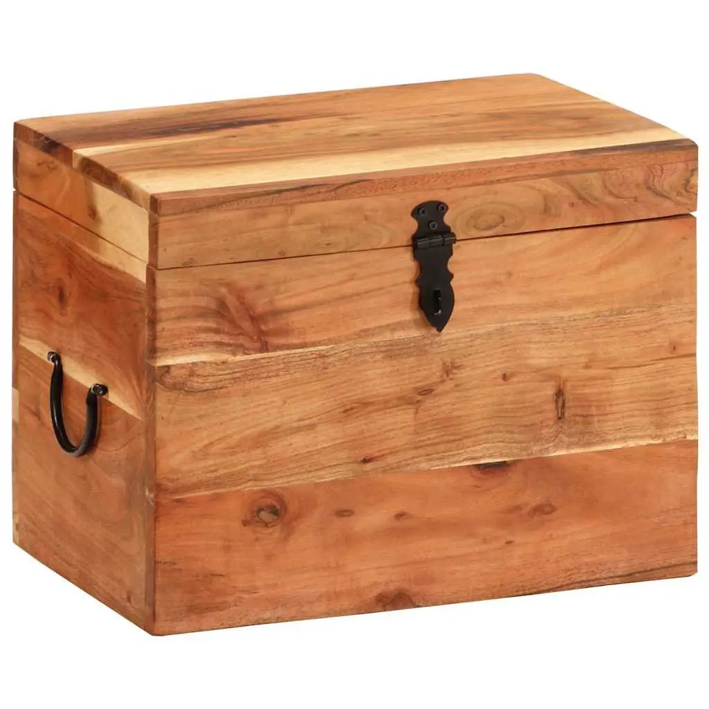 Storage Chest Solid Wood Acacia 39x28x31cm Brown Wooden Storage Box Bedroom