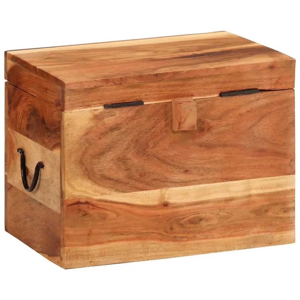 Storage Chest Solid Wood Acacia 39x28x31cm Brown Wooden Storage Box Bedroom