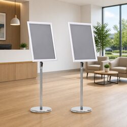 Poster Stand 2 pcs Silver 45 x 32.7 x 108 cm Height Adjustable Rotatable Display