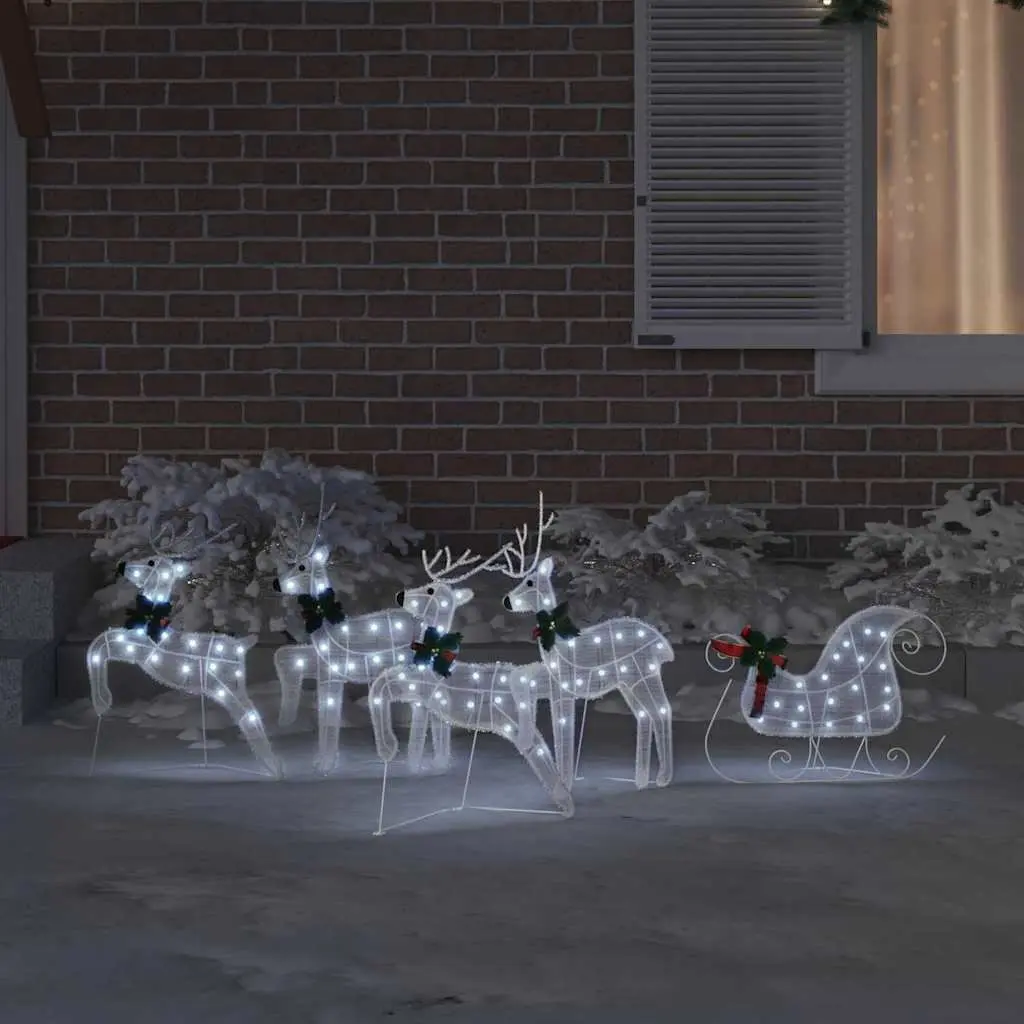 LED Reindeer Decorations 5 pcs White Fabric Art Deco Holiday Christmas Indoor