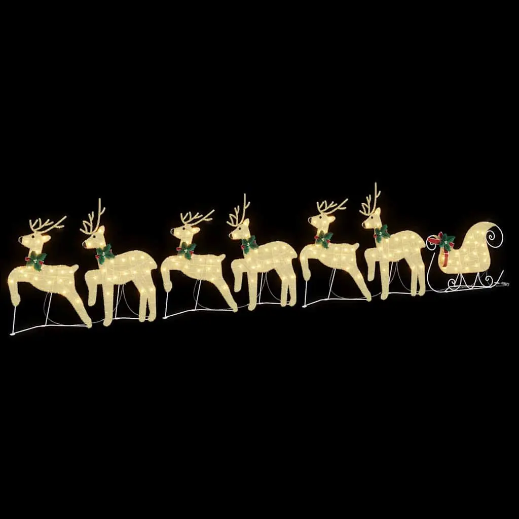 LED Reindeer Decorations Indoor Outdoor 7 Piece Gold Fabric Art Deco Christmas Holiday