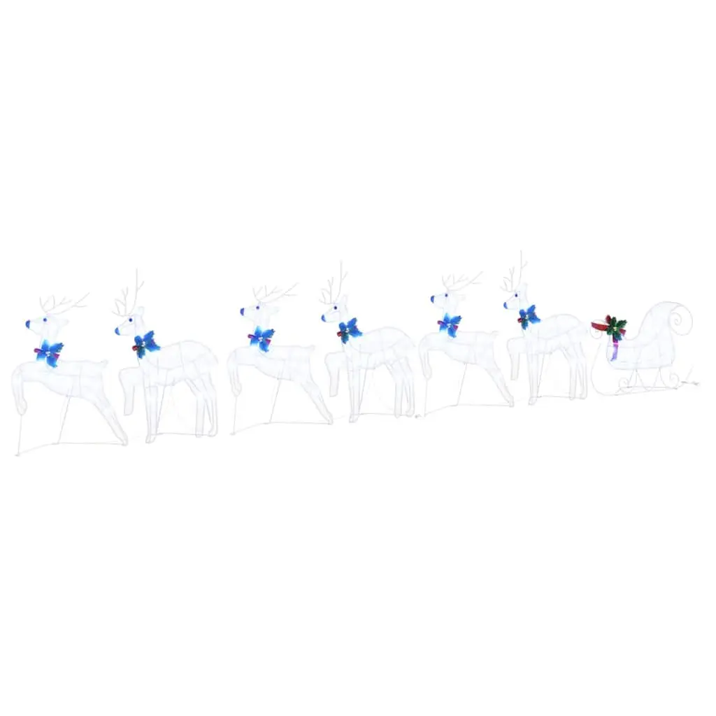 LED Reindeer Decorations Indoor Outdoor 7 Piece White Fabric Art Deco Style Christmas Holiday