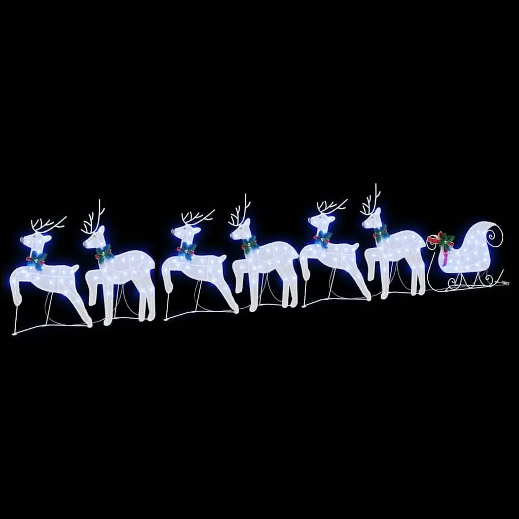 LED Reindeer Decorations Indoor Outdoor 7 Piece White Fabric Art Deco Style Christmas Holiday