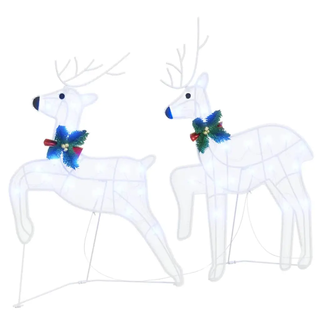 LED Reindeer Decorations Indoor Outdoor 7 Piece White Fabric Art Deco Style Christmas Holiday