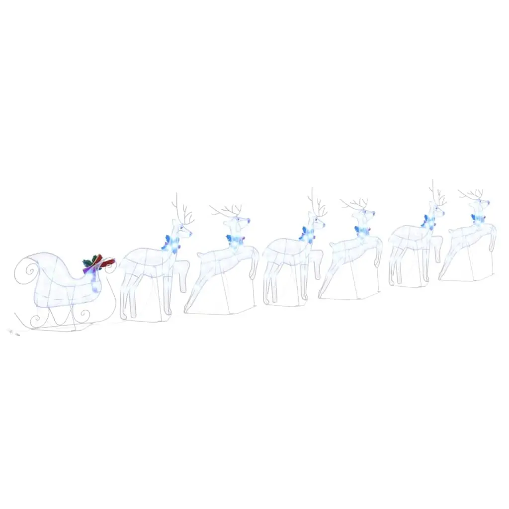 LED Reindeer Decorations Indoor Outdoor 7 Piece White Fabric Art Deco Style Christmas Holiday