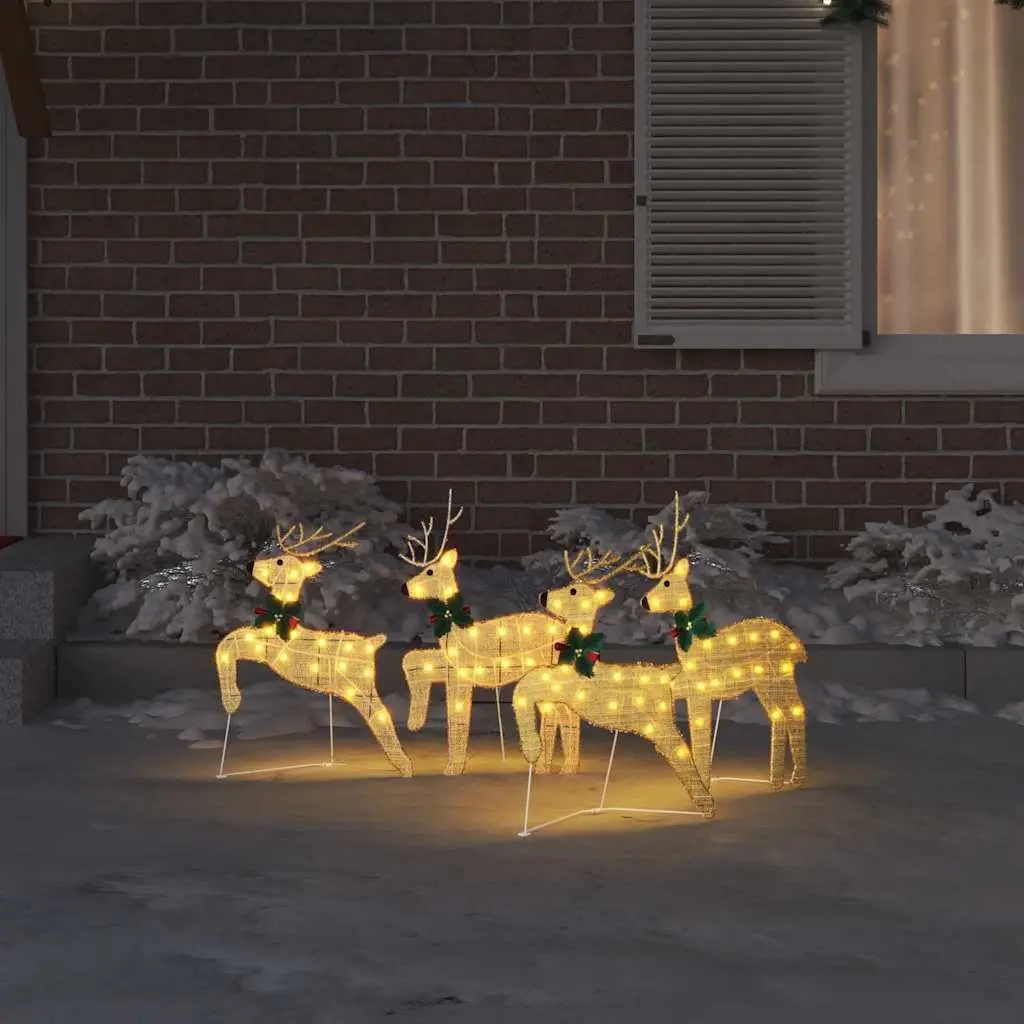 LED Reindeer Christmas Decoration Indoor Outdoor 4 Piece Gold Art Deco Holiday Light