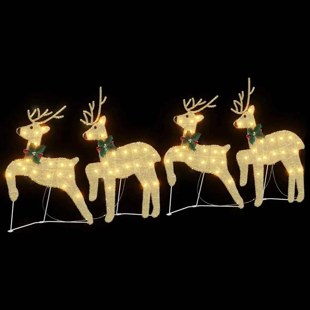 LED Reindeer Christmas Decoration Indoor Outdoor 4 Piece Gold Art Deco Holiday Light