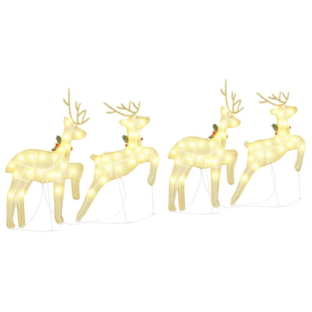 LED Reindeer Christmas Decoration Indoor Outdoor 4 Piece Gold Art Deco Holiday Light