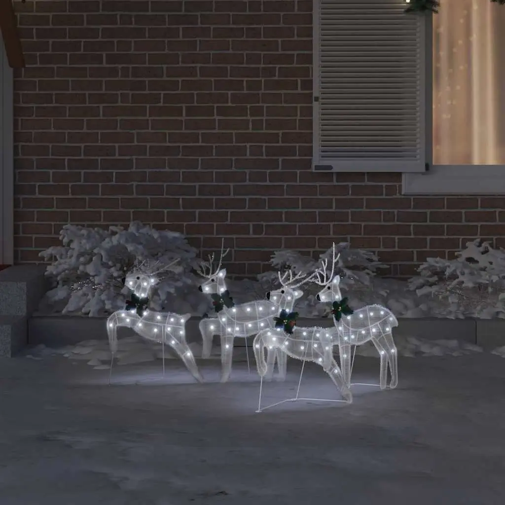 4-Piece White LED Reindeer Decoration Set